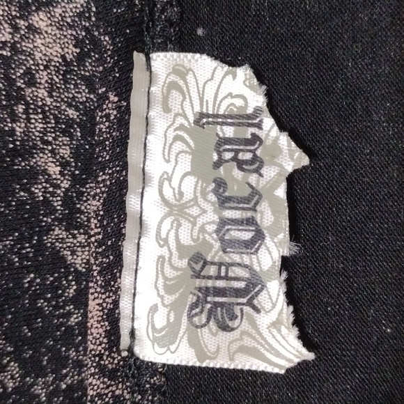 Vocal Rhinestone Chopper Graphic Cutout Long Sleeve Grunge Biker Rocker Top L - Picture 12 of 14